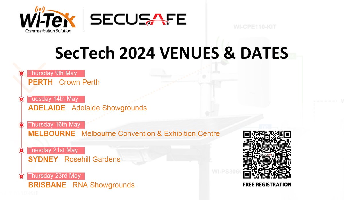 👋SecTech Roadshow eagerly awaits your presence!

Secusafe is fully equipped for the event and has curated a Wi-Tek solar solution along with an explanatory video.

#WiTek #secusafe #SecTech #roadshow #networksolution
