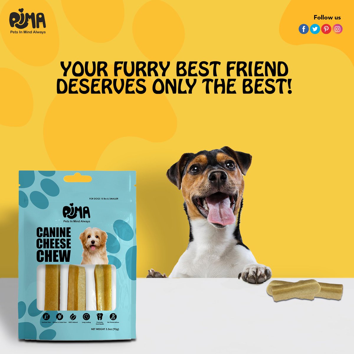 Yo dog lovers! If you're looking for the perfect treat for your furry friend, check out the PIMA Canine Cheese Chew in small size 3.3 oz. Trust me, your pup will thank you later. 

pima.pet/product/canine…

#pimacanine #dogtreat #dogtreats #dogust #naturaldogchew #petlover #pima