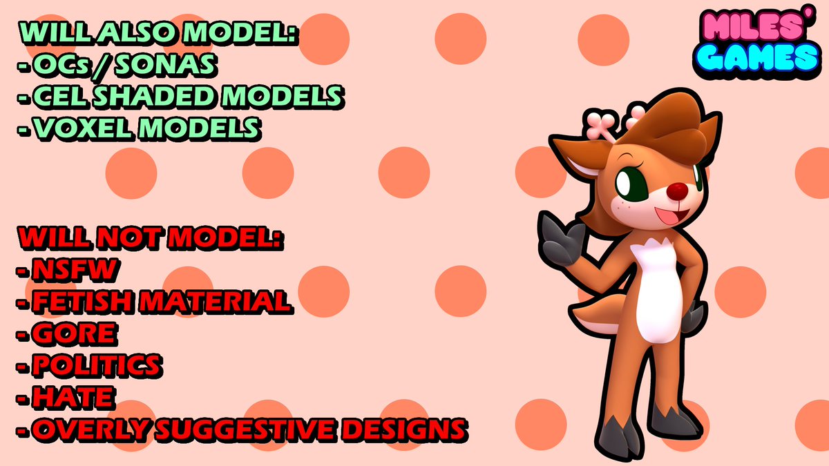 MilesFox10's tweet image. Hey everyone! This is going to be very new for me. I'm opening public commissions, and I'll be accepting 4 slots as of now. It will be first come - first served ^^
I may not respond right away, but I will make sure to respond as soon as I can. Also feel free to ask questions!