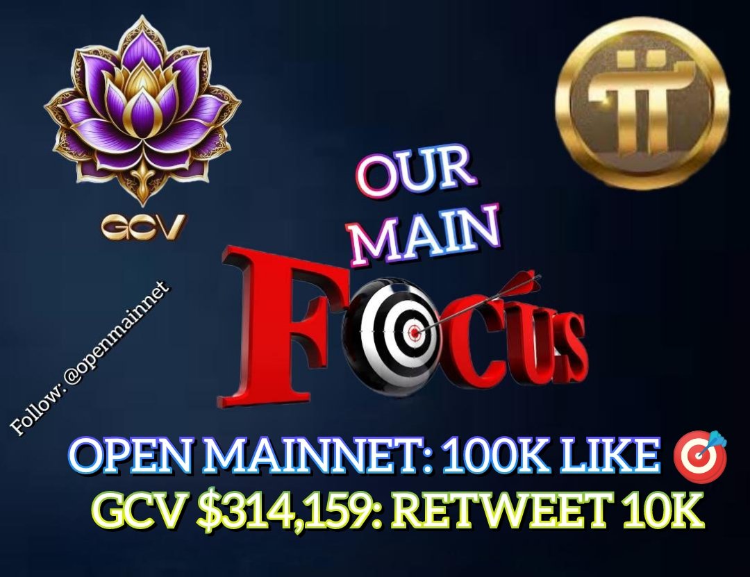 LET'S FOCUS ON JUNE 28 🎯 
OPEN MAINNET OR DATE TO OPEN MAINNET...

IF YOU WANT OPEN MAINNET JUNE 28 🎯 🔥 

LET'S DO THE FOLLOWING 
👇👇👇👇👇👇👇👇👇
OPEN MAINNET 100K LIKES 🎯
GCV $314,159 RETWEET 10K 🎯🚀

#Openmainnet
#PiNetwork #Pioneers #Picoins #PiNetwork2024