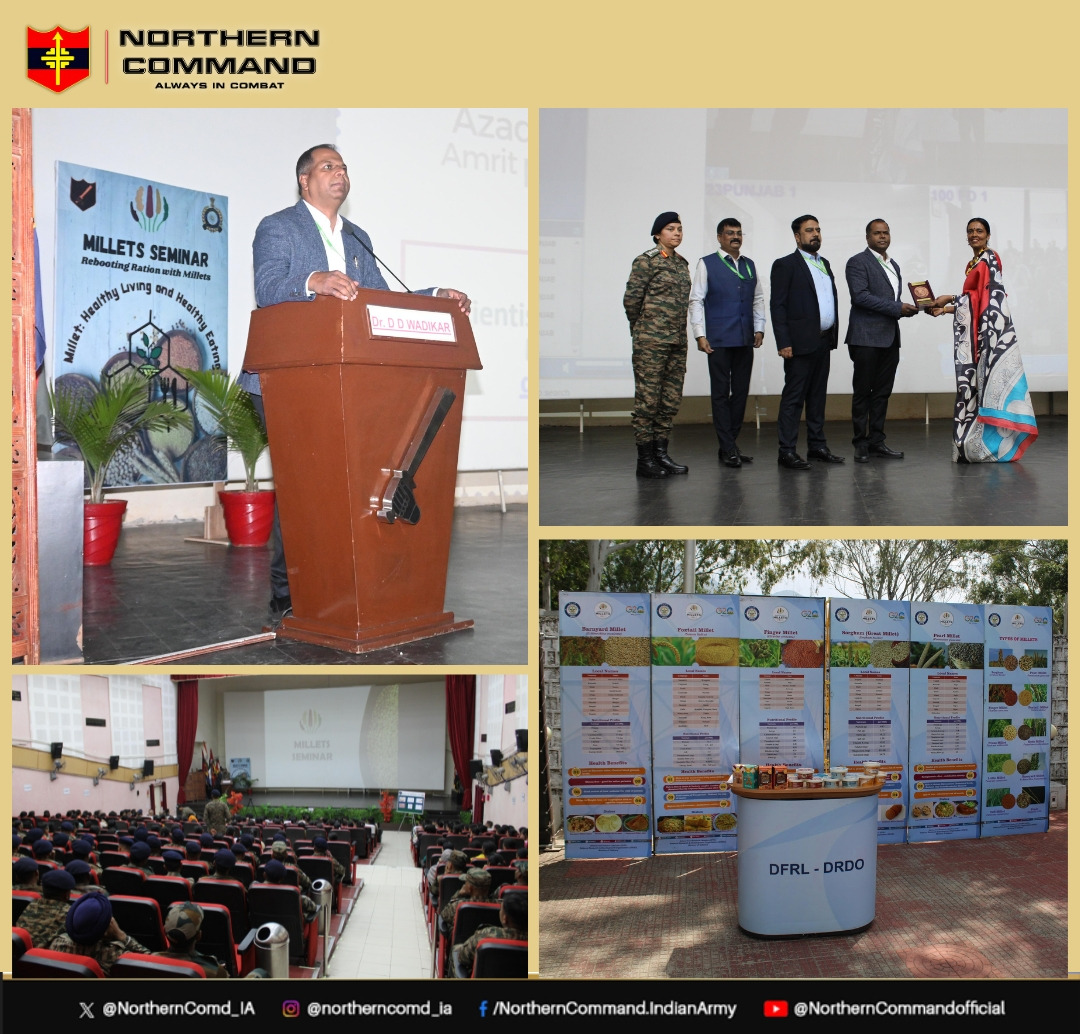 All ranks and families from Palampur and Alhilal Station actively participated in the #MilletsSeminar, organised by the Dah Division in collaboration with the Defence Food Research Laboratory #Mysore. #progressingJK#NashaMuktJK #VeeronKiBhoomi #BadltaJK #Agnipath #Agniveer