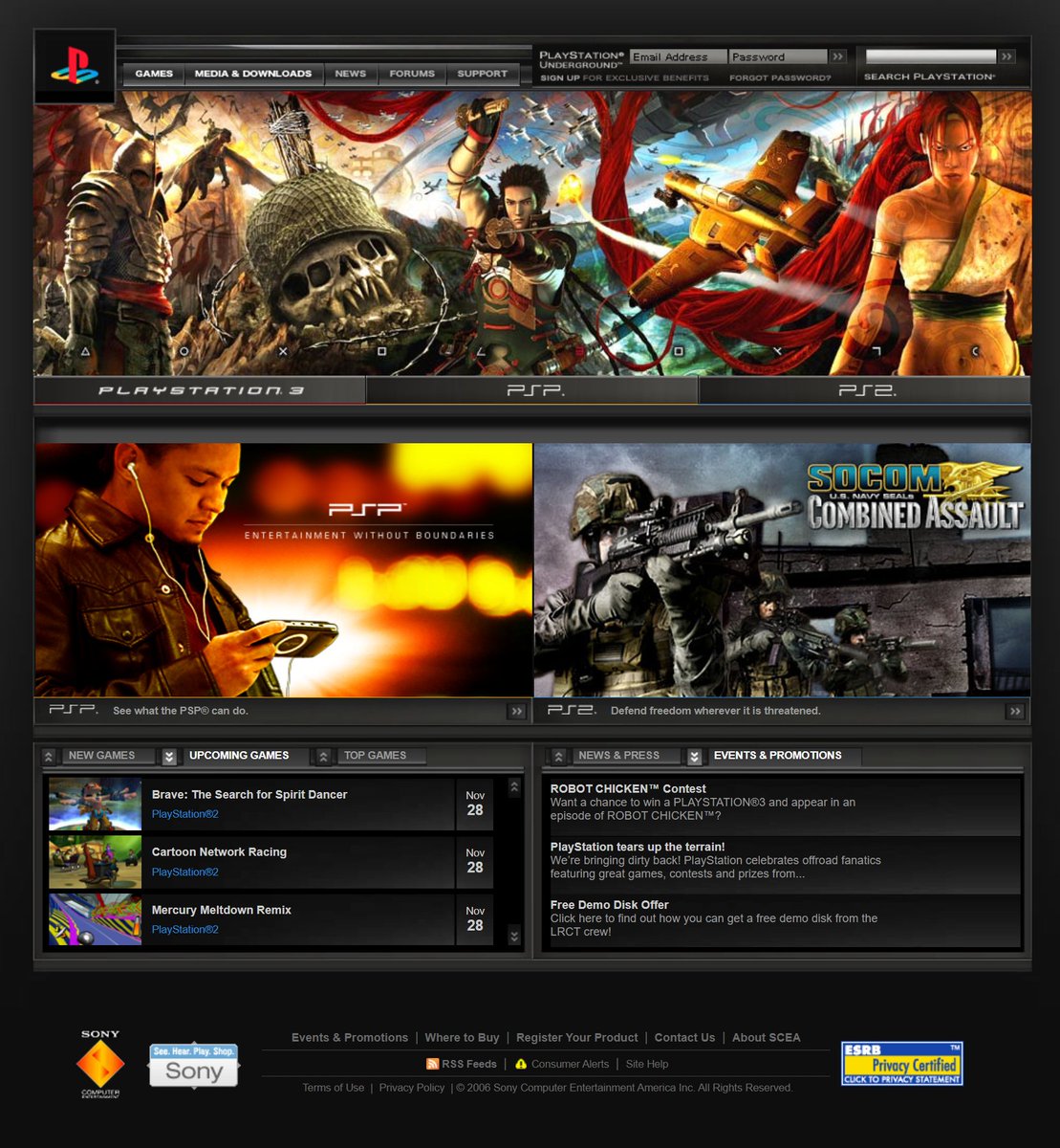 ObsoleteSony's tweet photo. Sony's PlayStation website in 2006. https://t.co/nUEn9i6ewX