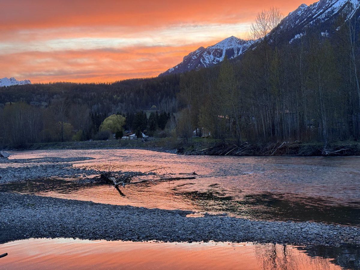 Sunset over the Elk River Near Fernie, BC East Kootenays