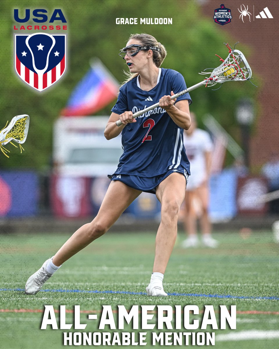 Grace Muldoon, a 2024 @USA_Lacrosse All-American 🇺🇸🕷️ 🔗: spides.us/3WxIua8 #OneRichmond #RollDers | @SpiderAthletics