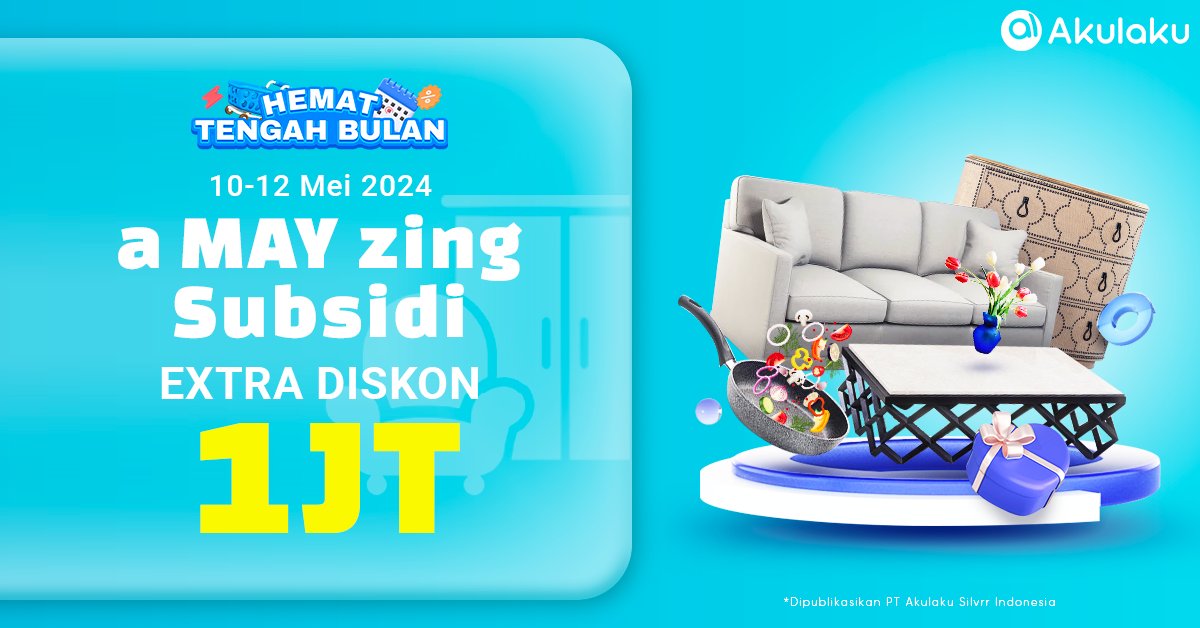 HEMATNYA dapet, belanjanya juga dapet👏👏  

Pilih produk home living idaman kamu ada EXTRA DISKON 1JT🛍🛒  

Serbu promonya👉 bit.ly/3wo2VvG 

#AkulakuIndonesia #HomeLiving #HematTengahBulan #BelanjaOnline #InfoPromo