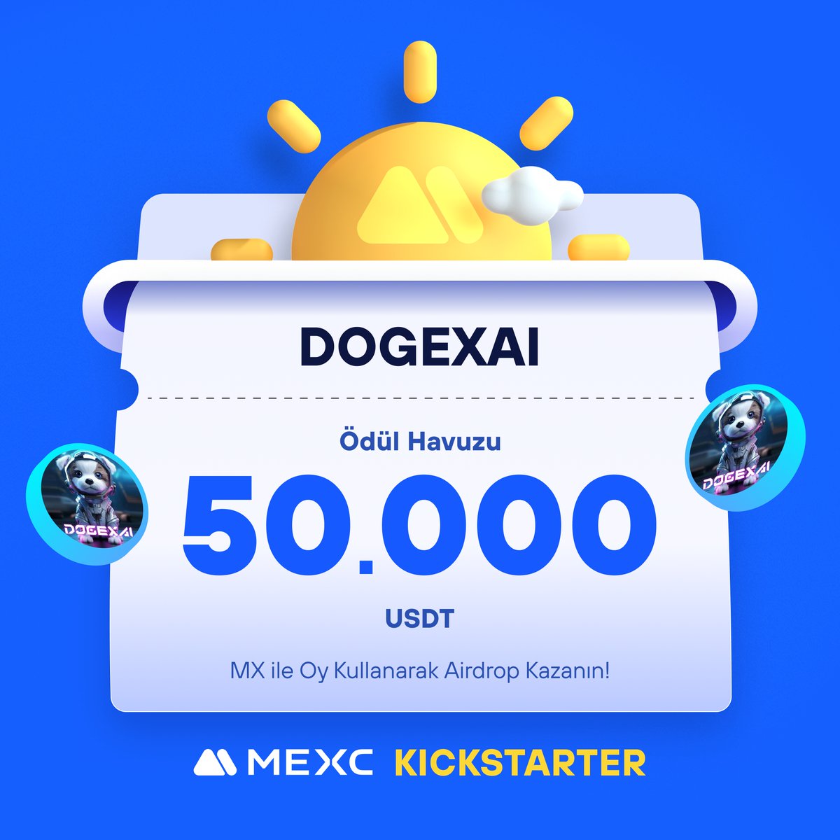 🚀 #MEXCKickstarter - @DOGE_XAI #DOGEXAI Projesi için Oy Kullanın, 50.000 $USDT Airdrop Kazanın!

🗳️ Oylama Tarihi: 9 Mayıs 2024 09.00 - 10 Mayıs 2024 08.50

📌 Ayrıntılar: mexctr.info/4dz3940

#MEXCTürkiye #MXToken #MX #BTC
