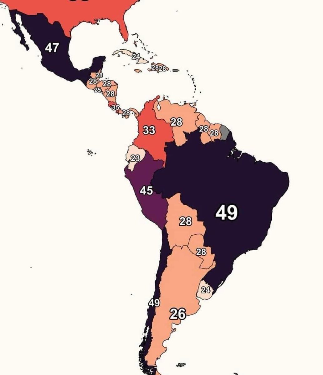 Porcentaje de la riqueza total que posee el 1% más rico de la población en cada país de América Latina y el Caribe.

Fuente: world inequality database en 2021