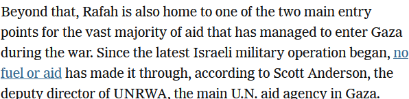 who the hell writes like this? 'aid that has managed to enter Gaza' and 'no aid or fuel has made it through.' What happened to active voice. Israel is not allowing aid through: full stop. Can't you say this in the NYT? nytimes.com/interactive/20…