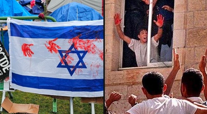 So after we had explicit chants to kill all the Zionists on Friday, and having the encampment reestablished by pro-terror supporters who see right through @MIT weak threats on Monday, we got the Ramallah lynching' bloody hands descrating the Israeli flag today. Wake the fuck up.