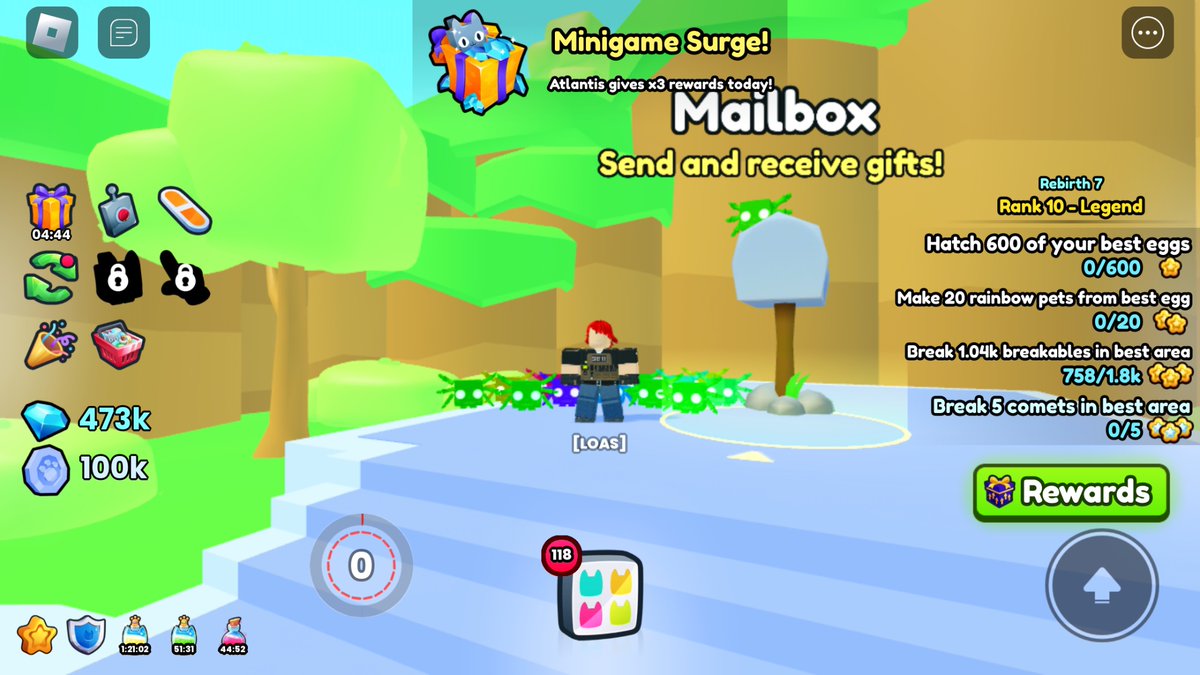 Day 1 of checking my Pet Simulator 99 Mailbox Exclusives Received: 0 Huges Received: 0 Gems Received: 0 Username: Johnnychiu12