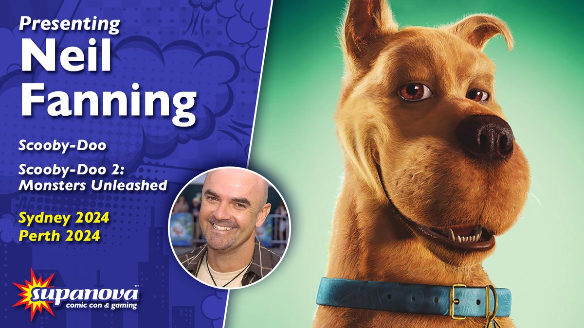Scooby Doo and guess who? Neil Fanning, the man who's really behind the mystery, returns for Sydnova & Perthnova! Neil's a homegrown talent who's best known for his role as the voice behind Scooby Doo in the live-action film series written by James Gunn! supa.fans/NFanning