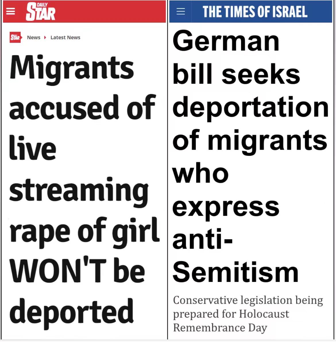 HaraldinChina's tweet image. Europeans telling me they get to decide what their governments do. So do they support these two policies? #NotMyValues 
In China you don't get deported for your views, even when anti-constitutional, but definitely for rape. #AmazingChina