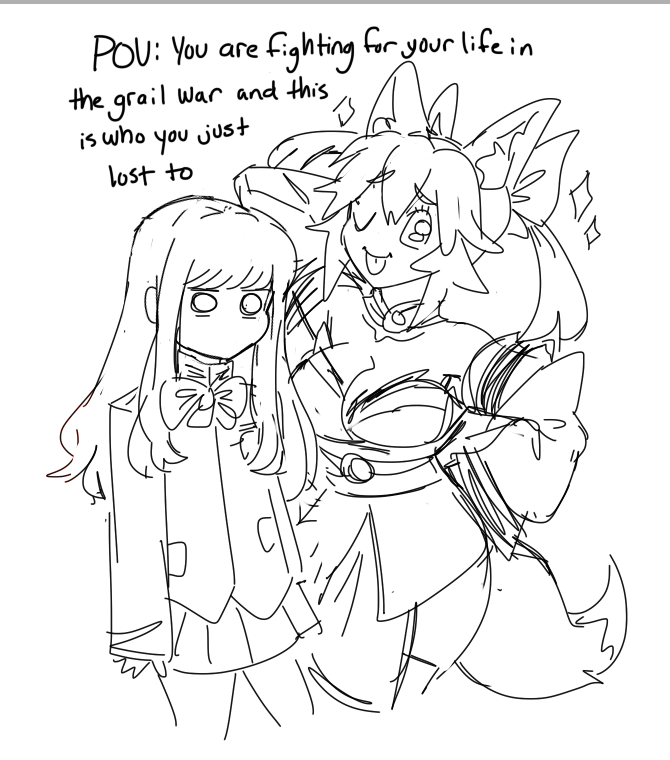 ahh... once again that time of year when i think abt my demon shrine maiden fox wife and her amnesiac girlhusband #FateEXTRA