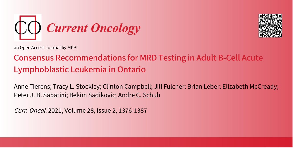 🔝 #HighlyCitedPaper Consensus Recommendations for MRD Testing in Adult B-Cell Acute Lymphoblastic Leukemia in Ontario brnw.ch/21wJBq8 #ALL #MRDTesting