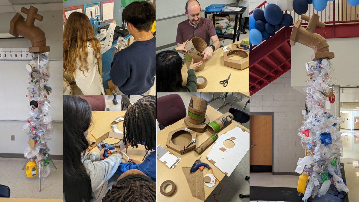 Round Two! #math students creating a #GiantTapProject inspired by @thevonwong for @unep against plastic pollution #TurnOffThePlasticTap! #ExtraordinaryEarthProject @studentsrebuild #GYSD24 @YouthService #STEM Thanks for project supplies @DonorsChoose @OKCPS