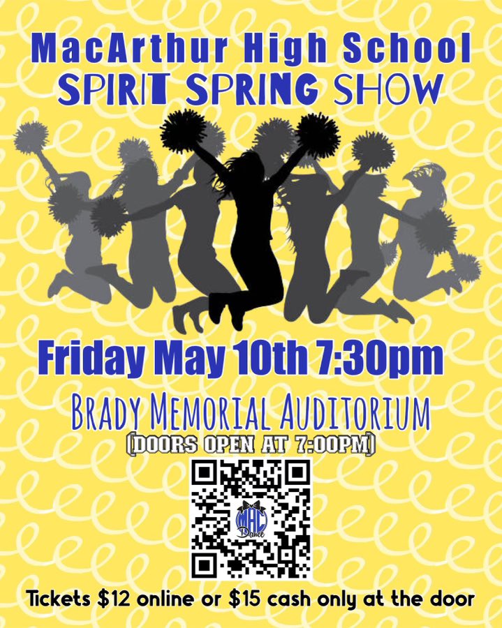 Happy show week! Don't forget, our Spring Show is THIS FRIDAY night at
7:30pm in the Brady Memorial
Auditorium here on campus. We hope to see you there! Click the link to purchase your ticket.🎟️ 📸
linktr.ee/macarthurdance…