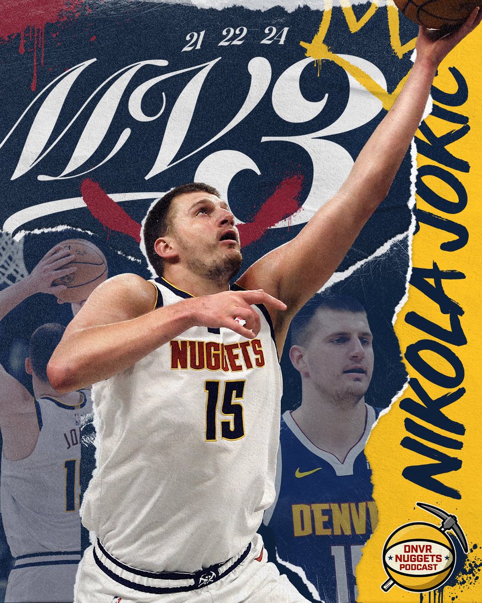 DNVR_Nuggets's tweet photo. Nikola Jokić has won his third MVP award in four seasons. 

He becomes the ninth player in NBA history to win the award at least three times. 

Cemented as one of the very best to ever play the game 🏔️ 🇷🇸 🃏 https://t.co/CoECnFiB3X