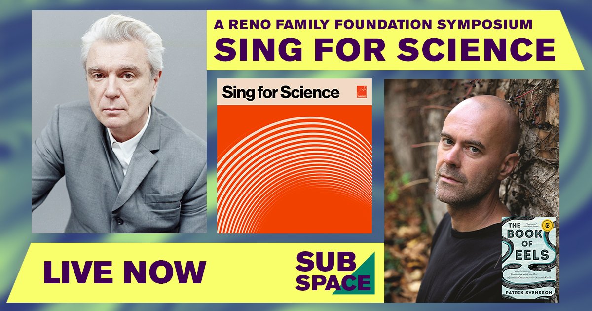 🌟 LIVESTREAMING NOW! Join David Byrne (@DBtodomundo) and Patrik Svensson now on Sing for Science as they discuss the mysterious 'eel question' Watch the livestream here: mos.org/events/subspac… #Science #Livestream