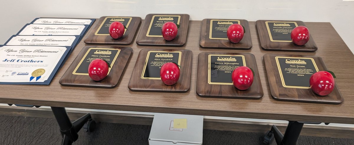 The May board meeting is bittersweet as we recognize and thank those who are retiring from <a href="/jocombsusd/">J.O. Combs Unified School District</a>.  For many a career making a positive difference in the life of a child.  A noble profession served by caring and dedicated people.  Appropriate during Teacher Appreciation Week