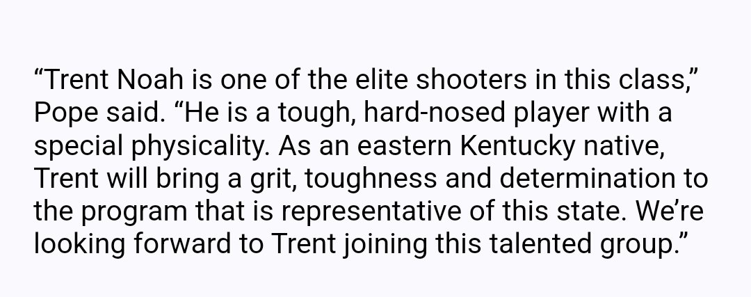 Mark Pope on the addition of Trent Noah