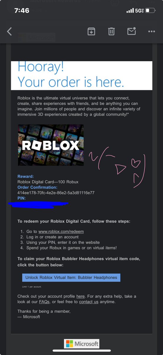 PIN available to a lucky person. 🩷 
#robuxgiveaway roblox