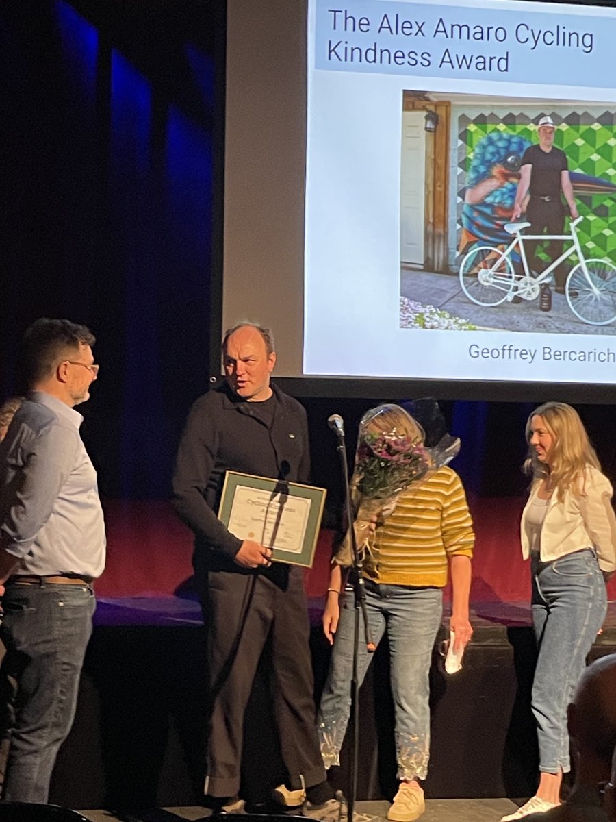 AlisonVStewart's tweet image. 👇🏼Thank you to ⁦@RespectTO⁩ Geoffrey Bercarich for receiving the first Alex Amaro Kindness Award for all that he does for the community. #nooneridesalone