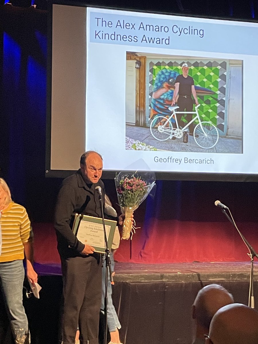 AlisonVStewart's tweet image. 👇🏼Thank you to ⁦@RespectTO⁩ Geoffrey Bercarich for receiving the first Alex Amaro Kindness Award for all that he does for the community. #nooneridesalone