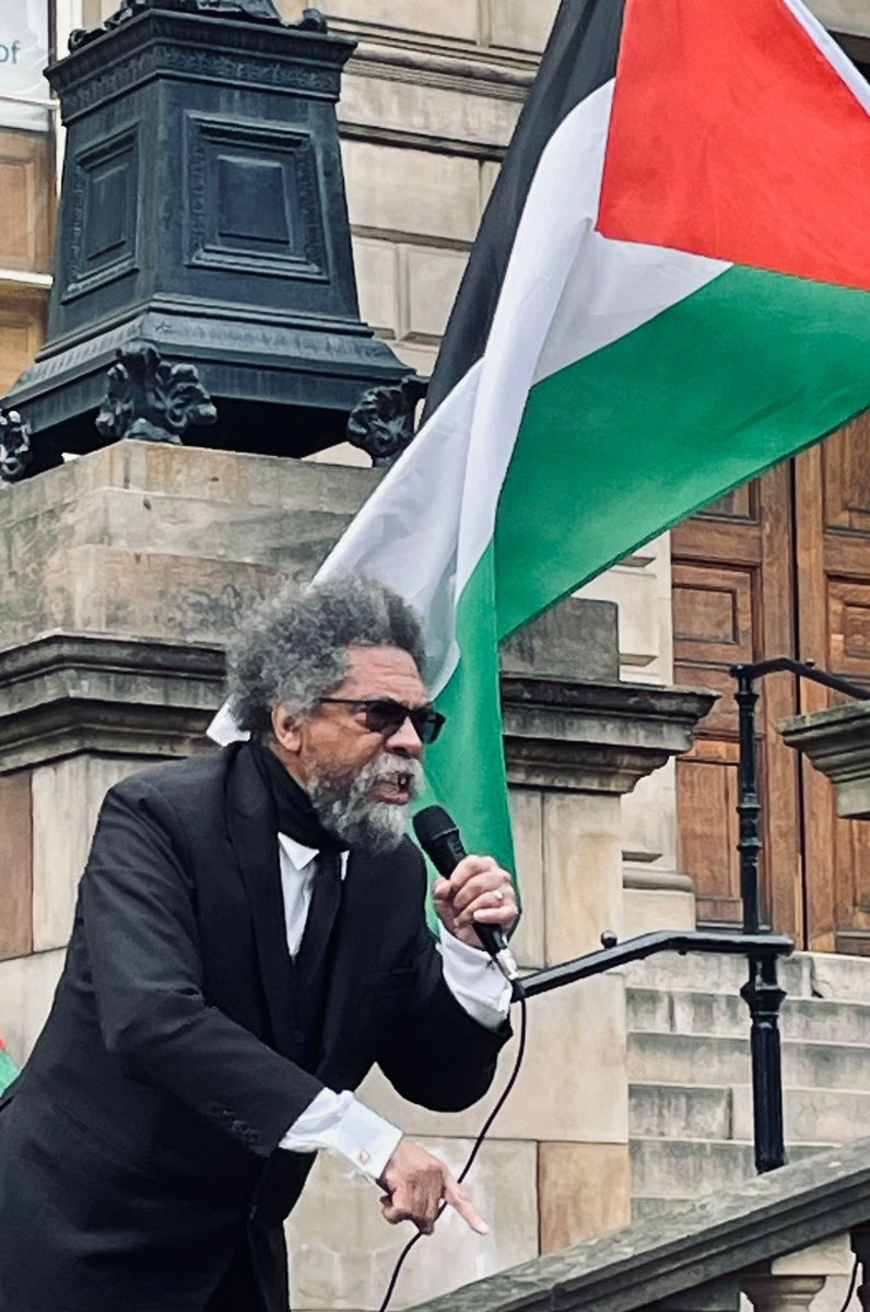 Professor Cornel West, the American philosopher, theologian and political activist, is in Edinburgh this week and will be addressing the weekly Palestine rally at the Mound on Saturday.
Here he is, photographed yesterday, addressing crowds at the East End of Princes Street.