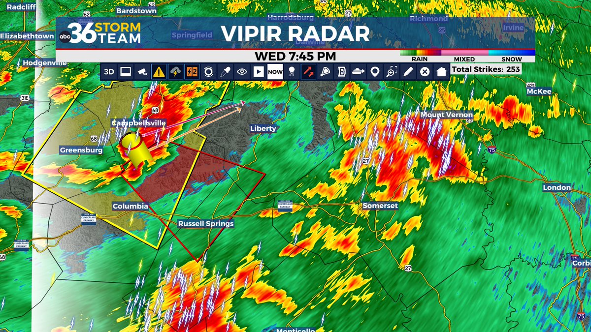 A TORNADO WARNING is now in effect for Adair, Russell, and Casey counties until 8:15pm! TAKE SHELTER NOW!