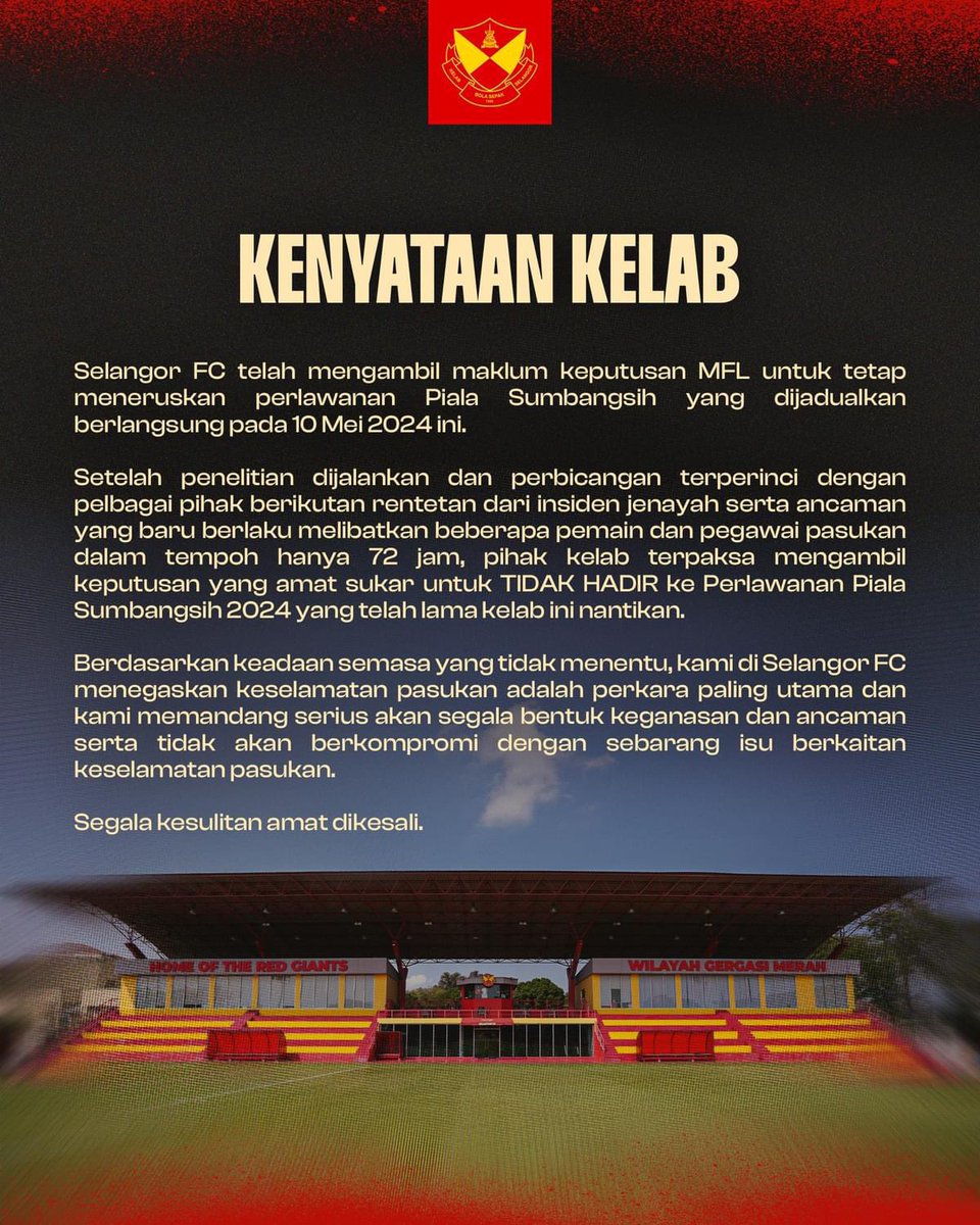 We stand with Selangor FC.
