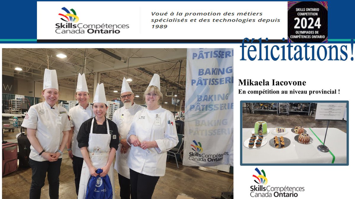 Mikaela Iacovone en compétition au niveau provincial Compétences Canada! Nous sommes tous très fier de toi. Félicitations et MIAM MIAM!