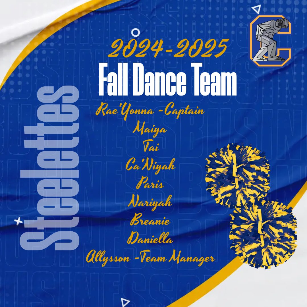 Congratulations to our 2024-2025 Joliet Central Steelettes!! We are so excited to have you!! Mandatory parent meeting 📅 Monday, May 13th at 7pm in the Lower Library! Let’s Gooooo! 💙💛