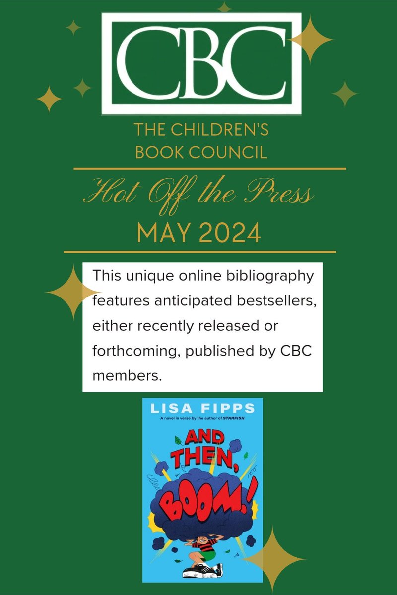 Pinch me! I can't believe today's news! @CBCBook has included AND THEN, BOOM! on its May 2024 Hot Off the Press reading list! Thank you!