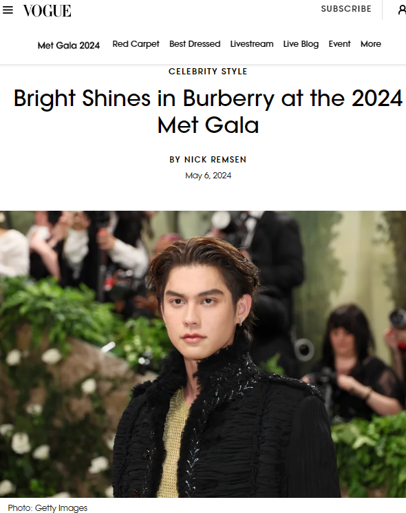 #Burberry courted &amp; waited for him > a year. Finally, Bright Vachirawit was ready &amp; became the 1st Thai artist to land the title GBA of a luxury brand.

This put 🇹🇭 on the global luxury map &amp; paved way for other 🇹🇭 artists to follow suit. He did again w/ his #MetGala debut.