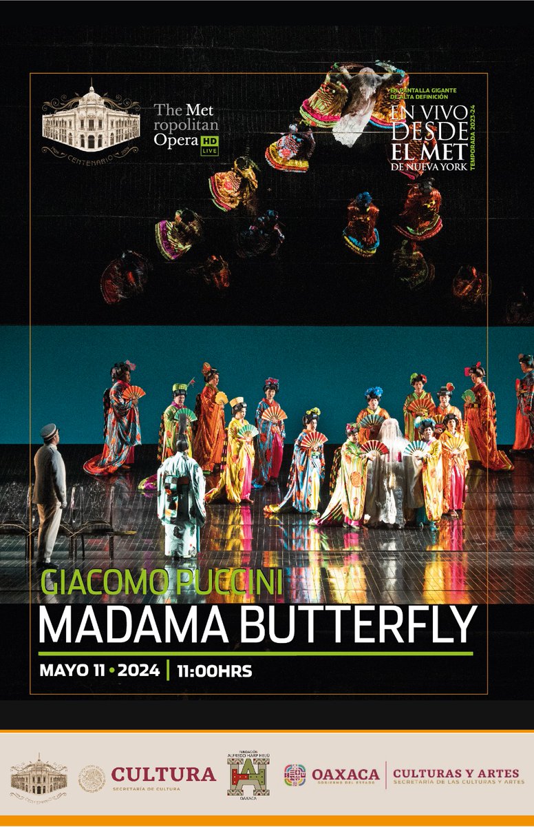 El @TeatroMAlcala presenta: 'MADAMA BUTTERFLY' En vivo desde el Met de Nueva York, en pantalla gigante de alta definición. Sábado 11 de mayo / 11 h. / Boletos en taquillas.