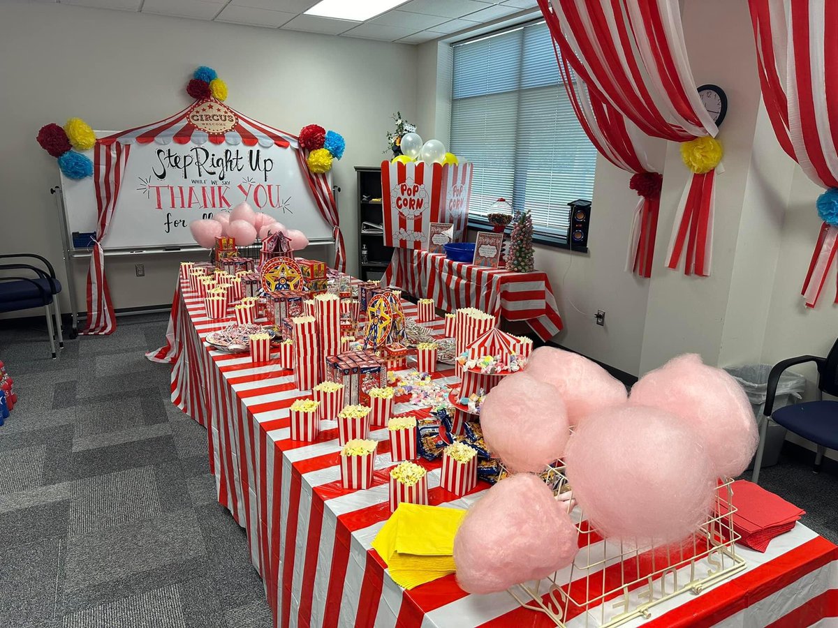 Tuesday, we celebrated the “Best Staff Under the Big Top” with concession snacks, carnival games and prizes. Mrs. Felinski even spun up some
cotton candy!