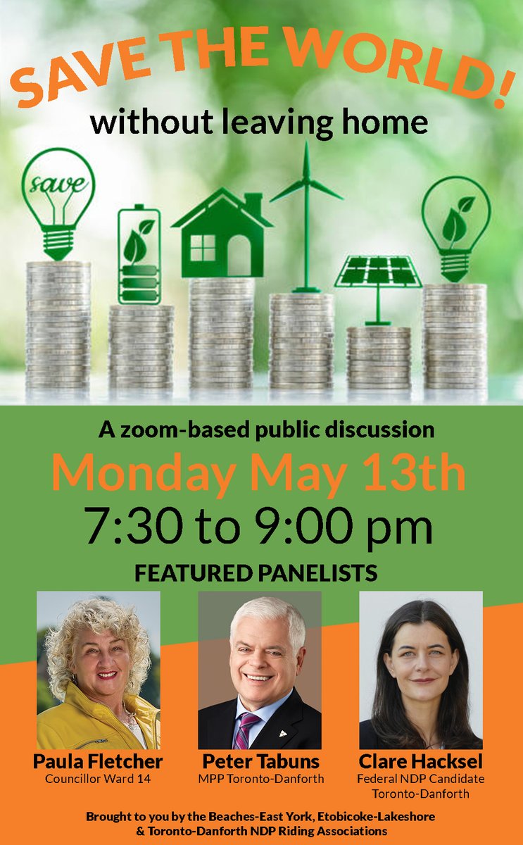 Hear from neighbours retrofitting their homes & apartments to fight climate change. @PaulaFletcherTO, @Peter_Tabuns & @clarehacksel will discuss what all levels of government can - and must - do to help you retrofit your home. Register➡️ tinyurl.com/bd52x334 #TorDan