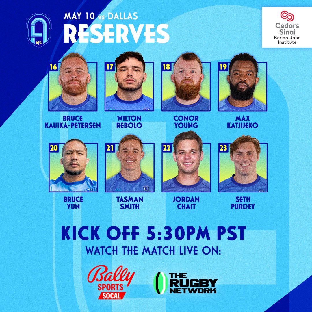 Your team to face @DallasJackals this Friday, May 10! ✈️💥⚔️

⏰ 5:30PM PST
🏟️ @choctawstadium 
📺 Bally Sports SoCal | @therugbynetwork 

#RFCLA #MLR2024