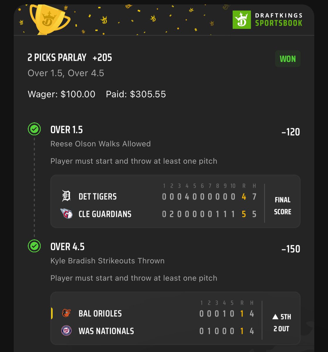 BANGGGG✅✅✅

Easy cash to start the day with some MLB. Now let’s gear up for NBA soon🔥

Leave a ❤️ & RT if you tailed
#GamblingTwitter #PlayerProps #PrizePicks #Like #Sportsbook #NBA #GamblingX #DraftKings #Fanduel #TrendingNow #Prizepickswinning