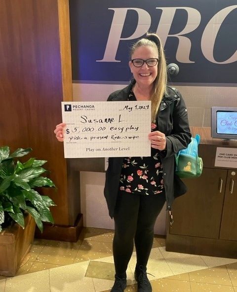 Congratulations to our Pick a Present winner, Susanne! We hope you enjoy your new winnings! 🎁 ⁠ Don't forget! Swipe for a chance to win EasyPlay every Tuesday in May!⁠ ⁠ ⁠ More info: pechanga.com/promotions/pic… #Pechanga #Resort #Casino #WinningWednesday #PickAPresent