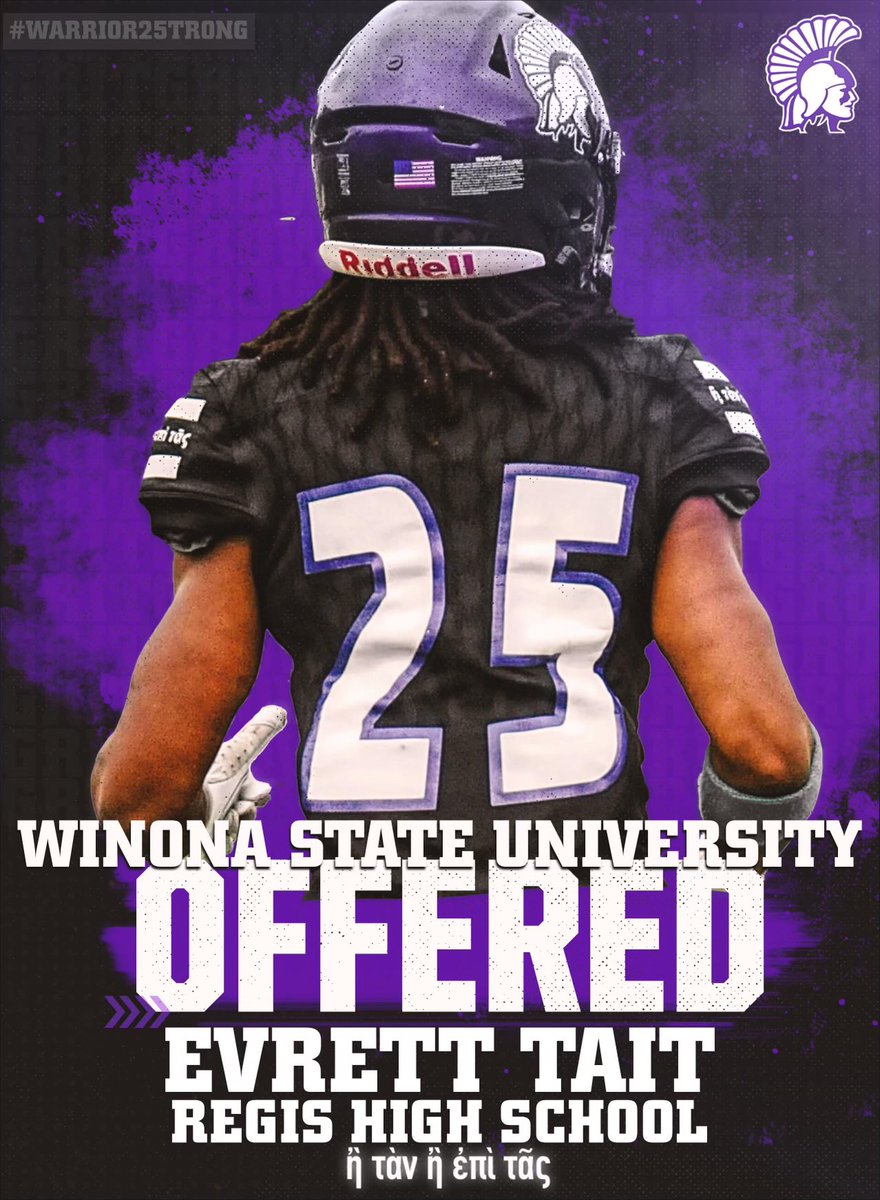 After an amazing phone call with @Coach_Bergy I am grateful to receive my first division 2 offer to @WinonaState_FB. Thank you for believing in me!!🟣⚪️ @Coach_Spencer11 @BryceCross8 @CSAPrepStar @MJ_NFLDraft @OJW_Scouting @PrepRedzoneWI @repattermann @ncsa @travisWSN…