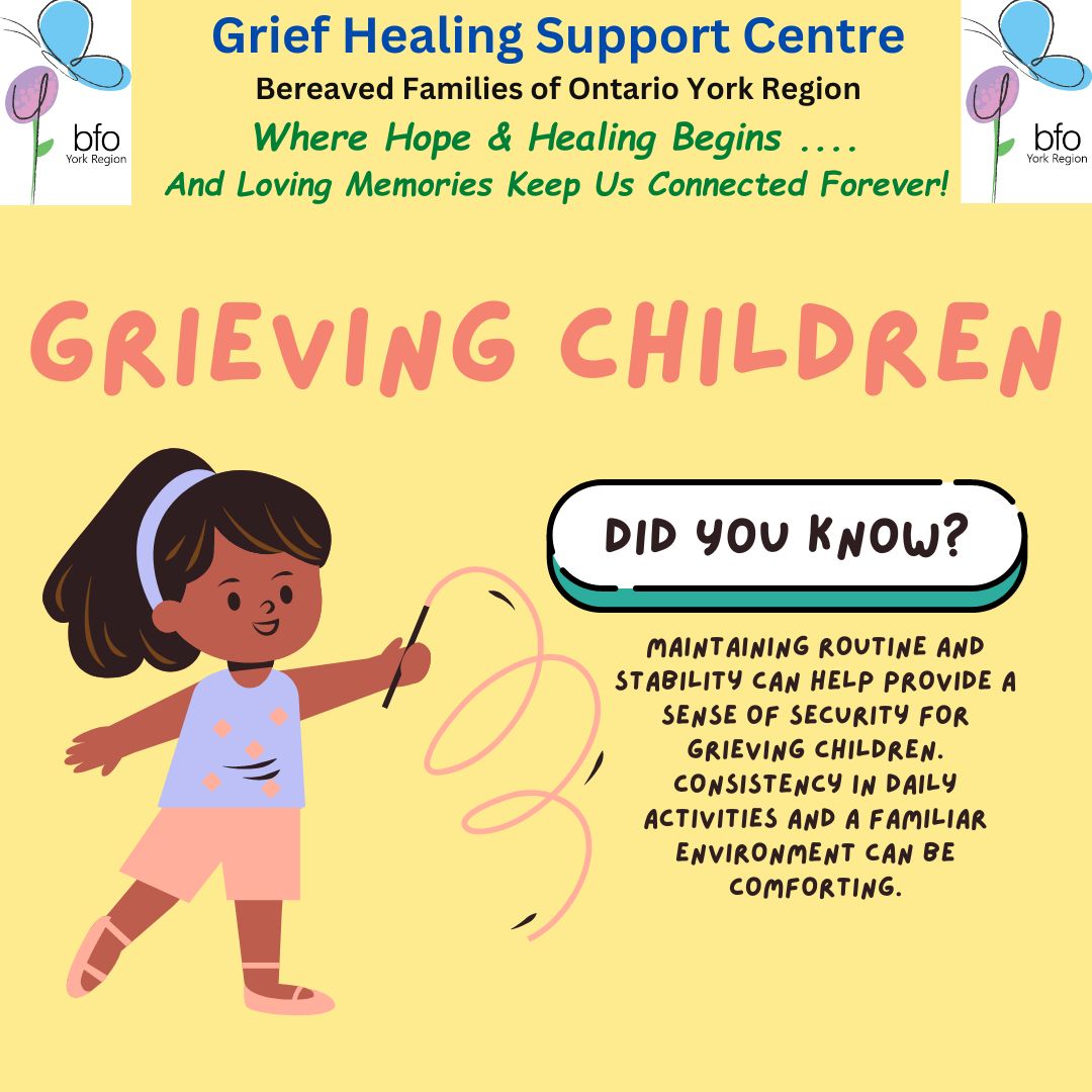 Grief is a natural response to loss, and children, like adults, experience it in their own unique ways.

#GriefHealingSupportCentre #GHSC #BFOYR #BFO #Grief #Healing #MentalHealth #YorkRegion #FreeService
