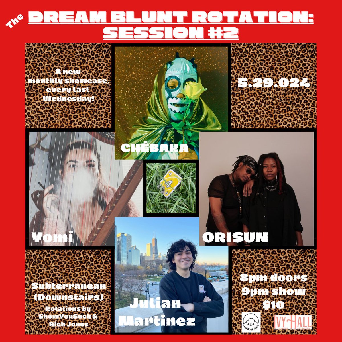The Dream Blunt Rotation - Session #2 downstairs at <a href="/subtchicago/">Subterranean</a> 💨

W/ <a href="/Chandler_YO/">CHÉBAKA 4EVER</a> <a href="/ThatHarpist/">Yomí 🫧🪁👾🪼</a> ORISUN (<a href="/KaiBlackMUSIC/">UGLYBOYREALNESS ***rip TonyMcDade***</a> + <a href="/ashatheeadisa/">mostly musical takes</a>) + <a href="/martinezfjulian/">Julián Martinez</a> on deck w/ my cohost <a href="/ShowYouSuck/">CLUB SHOW SHOW</a> 💫

Clean air c/o <a href="/Clean_Air_Club_/">Clean Air Club</a> + fun from Ivy Hall ❤️ Tix 👇
seetickets.us/event/chebaka/…