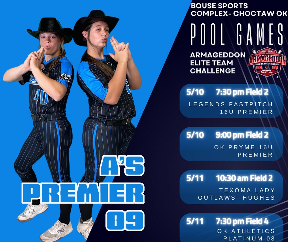 We’re ready to hit the field this weekend in Choctaw! Come watch these girls play ball 👏🏼
💙🖤🥎

#AsPremier09
#BringYourAGame
#AsAllDay