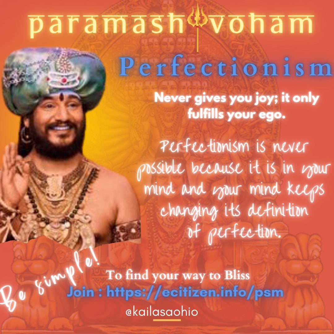 Just Be Simple! Perfectionism never gives you joy. 

Transform your life with Paramashivoham: ecitizen.info/psm

#simple #simplelife #simpleliving #simplejoys #perfection #perfectionism #Perfect