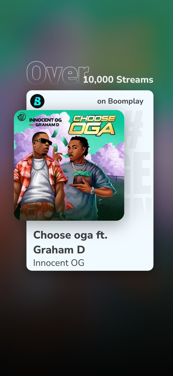 InnocentOGpondi's tweet photo. Over 10k streams on Boomplay 
#InnocentOG #ChooseOga #GrahamD https://t.co/JJZCwrEucw
