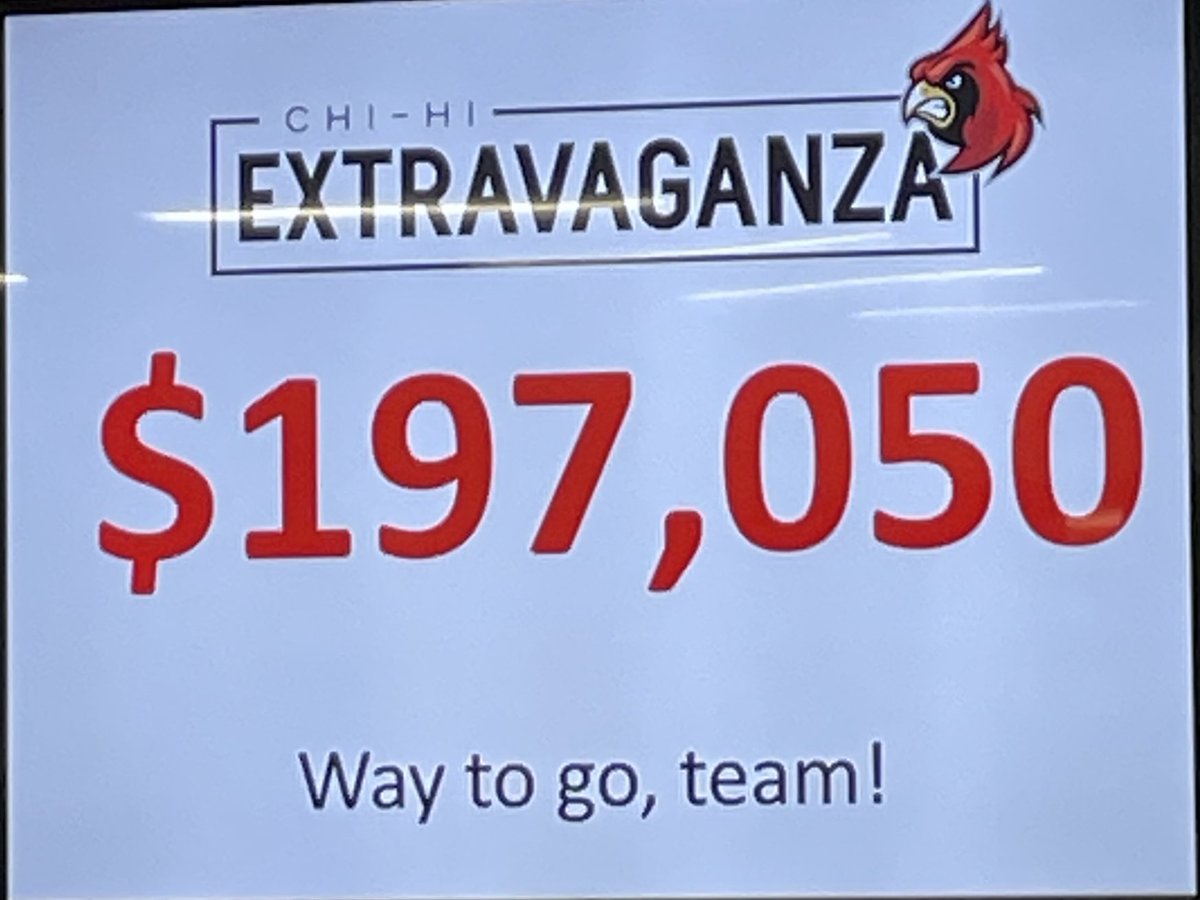 Thank you Chippewa Falls! Our annual ⁦@ChiHiExtravgnza⁩ raised $197,050 this year! Gotta love our community! #MightyCardinals