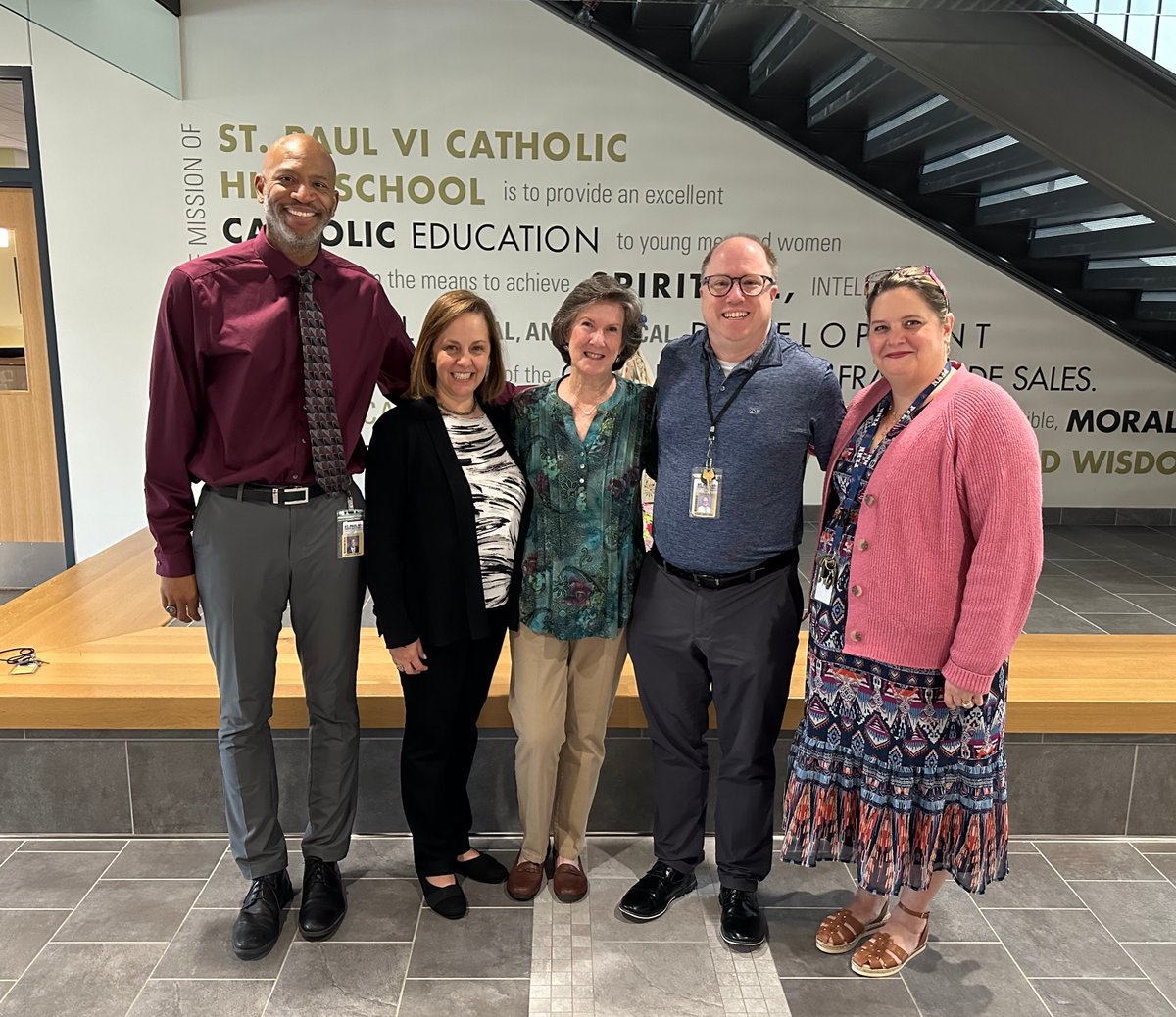 Mrs. Helen Brewer (former PVI teacher and Administrator) visited during Teacher Appreciation Week. Pictured with her are some former students working at PVI: Ron Ginyard '99, Tom Opfer '96, and Melanie Kiernan '92. Ana Aldana worked with her at St. Mark. #AlwaysAPanther #WeArePVI
