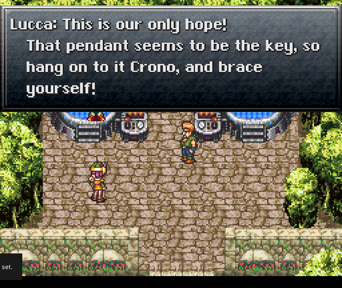 God I love chrono trigger. I still remember where I was when I played it the first time - on vacation because my jerk parents bought it for me but didn't let me play it for 2 months so they could ditch me in the hotel room and it worked.

I'm playing with a romhack btw (CT+ )