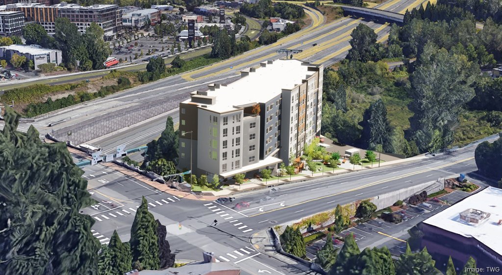This is a new low-income senior housing center going up in Kirkland. It's a shame that the only places we allow something like this sandwiched in between the freeway, a 5-lane road and a 6-lane road. Surely there are better places for our elderly to age in place.